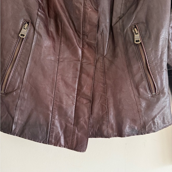 Marc New York Brown Leather Zip Moto Jacket Women's Small - Picture 7 of 16